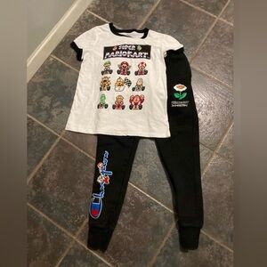 Champion Black and White Super Mario Kart Jogger and T-Shirt Set Size XS